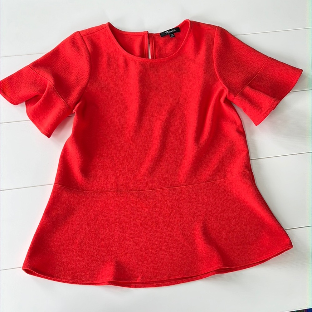 Madewell peplum ruffle sleeve top